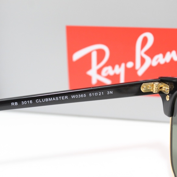 RAY-BAN 3016 W0365 BLACK/ARISTA GOLD CLUB-MASTER - Picture 3 of 8